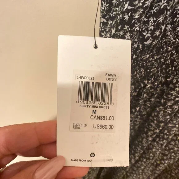 NWT Hurley Juniors' Keyhole Mini Dress - Fawn Ditsy, Size Medium - Picture 6 of 10